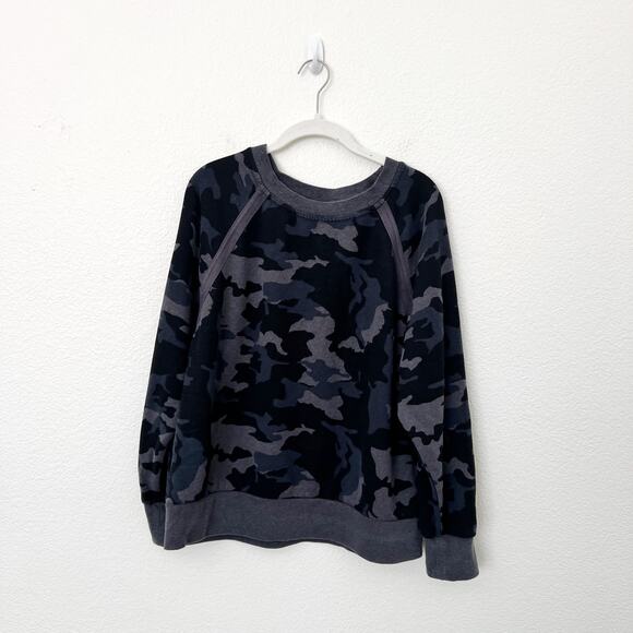 [PrAna] Cozy Up Nautical Blue Camouflage Oversized Crew Neck Sweatshirt Size 1X - Picture 2 of 10